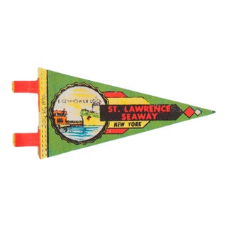 Vintage Saint Lawrence Seaway New York Felt Flag Pennant For Sale