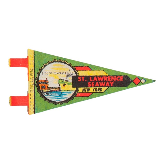 Vintage Saint Lawrence Seaway New York Felt Flag Pennant For Sale