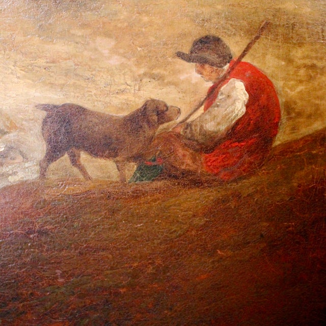 “Evening at the Cottage” Very Large Oil on Canvas Attributed to George Morland For Sale - Image 6 of 17