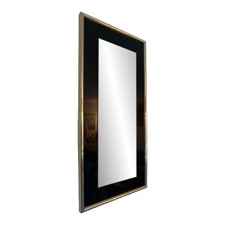 Vintage Postmodern 80s Wall Mirror Gold Black 1980s Modern For Sale