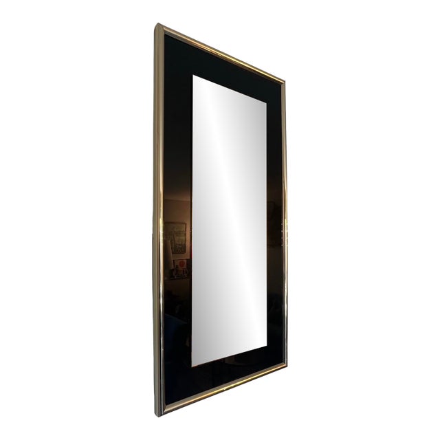 Vintage Postmodern 80s Wall Mirror Gold Black 1980s Modern For Sale