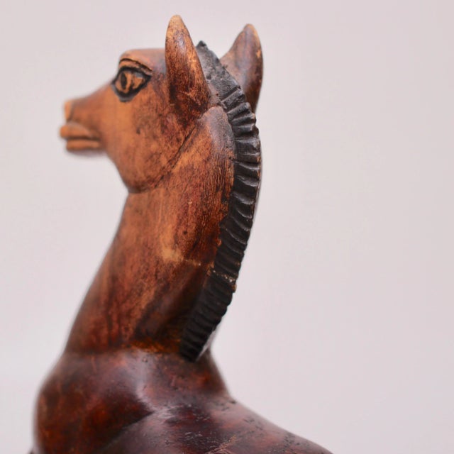 Wood Vintage Carved Wooden Horse For Sale - Image 7 of 11