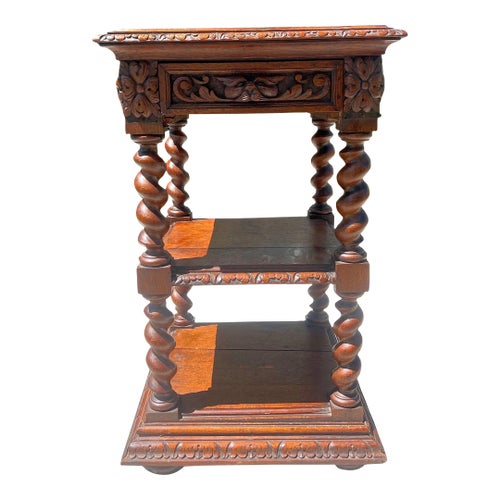 19th Century French Petite Server Barley Twist Display Louis XIII