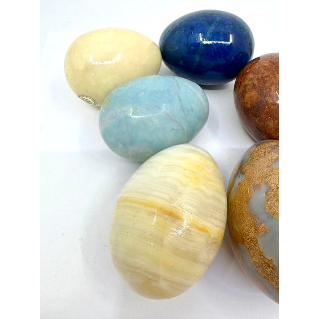 Mid 20th Century Vintage Hand Carved Alabaster Easter Eggs Made in Italy - A Set of 9 For Sale - Image 5 of 7