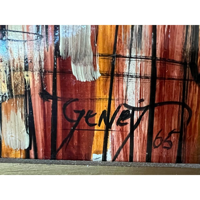 1960s Mid-Century Modern Figurative Painting of Man and Dog, Signed Genet R For Sale - Image 4 of 7