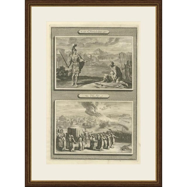 This original copper engraving from Pieter Mortier's illustrated Bible, published in Amsterdam circa 1700, shows two Old...