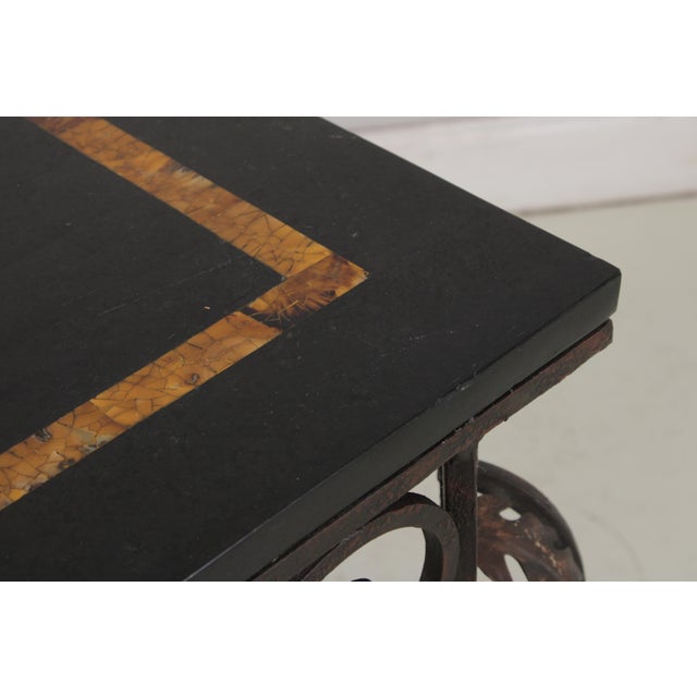 Metal Wrought Iron Base Marble Top Console Table For Sale - Image 7 of 16