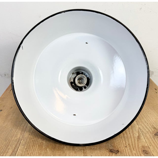 French Industrial Dark Green Enamel Factory Pendant Lamp, 1960s For Sale - Image 18 of 18