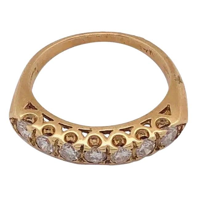 14 Karat Yellow Gold Seven Diamond Anniversary Ring Wedding Band 0.70 TDW, Size 5.5 For Sale