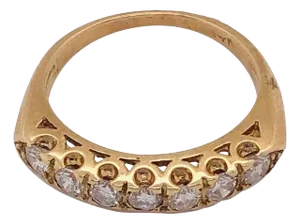 14 Karat Yellow Gold Seven Diamond Anniversary Ring Wedding Band 0.70 TDW, Size 5.5