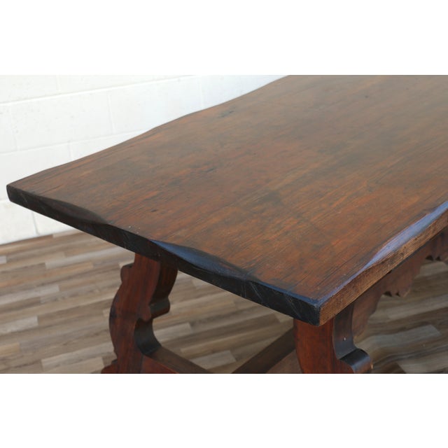 Antique Spanish Revival Solid Wood Trestle Dining Table, Mid 20th Century For Sale - Image 15 of 18