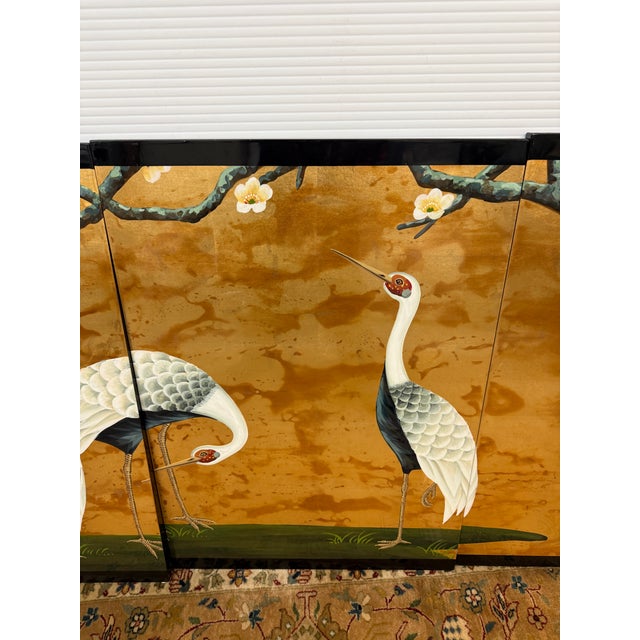Japanese Cranes by a Stream, Quadriptych For Sale - Image 4 of 12