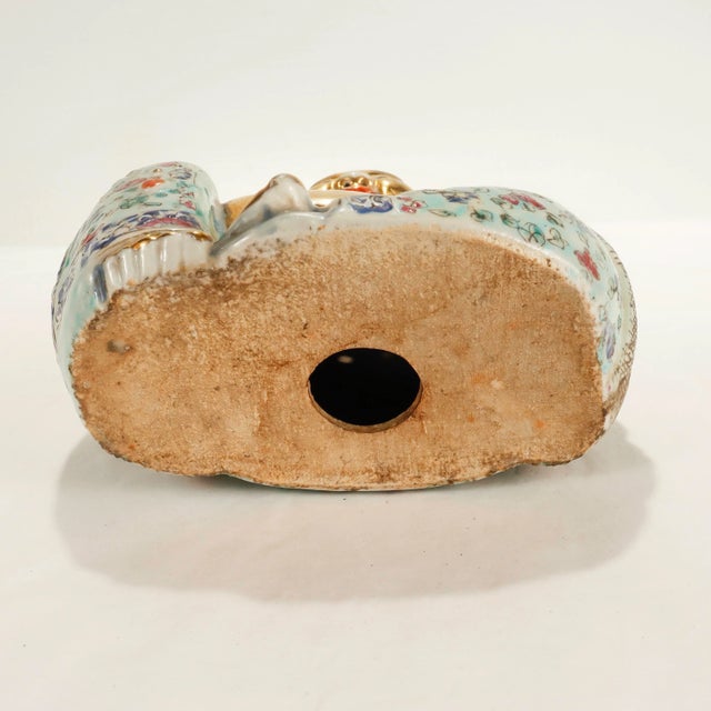 Vintage Gilt Famille Verte Chinese Porcelain Seated Buddha/Luohan Ex-Lorin Marsh For Sale - Image 9 of 14