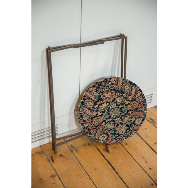 Wood Reclaimed Antique Rug Fragment Side Table Stand 1 of 7 For Sale - Image 7 of 7