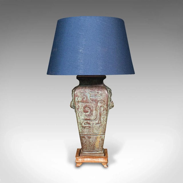 1970s Vintage Oriental Bronze Decorative Table Lamp For Sale - Image 6 of 11