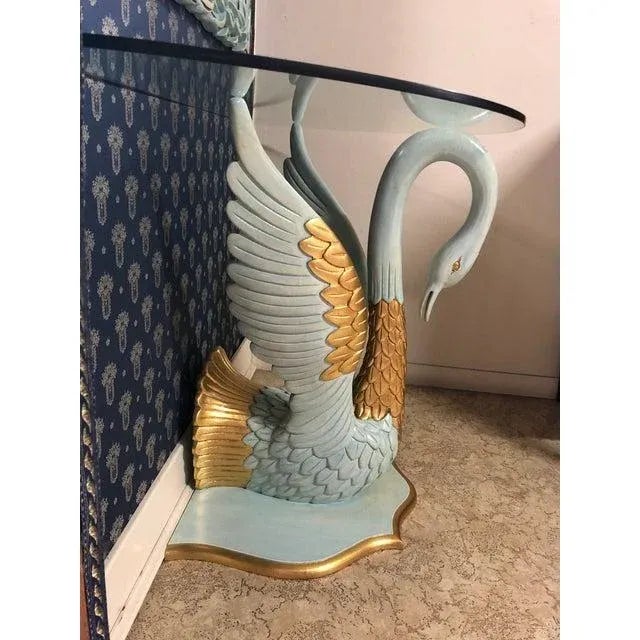 Silver Early 20th Century Art Decò Style Console With Hand-Carved Swan and Mirror - 2 Pieces For Sale - Image 8 of 10