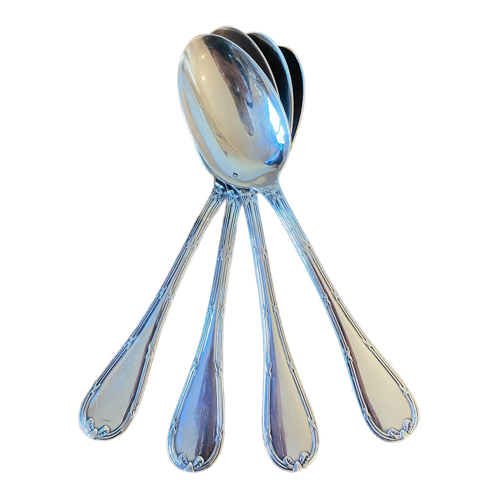 Vintage Christofle Rubans Silverplate Tablespoon/Soup, Set of 4
