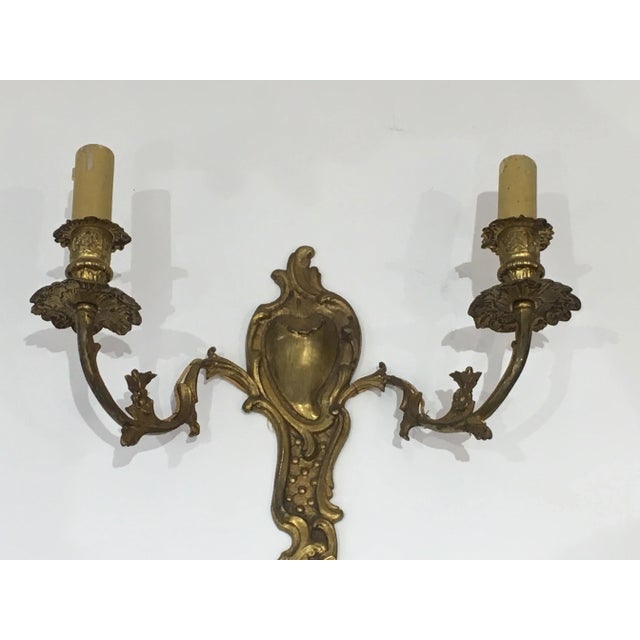 Louis the 15th Style Bronze Wall Sconces, French, circa 1920 - A Pair For Sale - Image 6 of 13