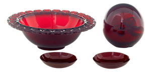 Scandinavian Red Art Glass from Monica Bratt, 1950s, Set of 4