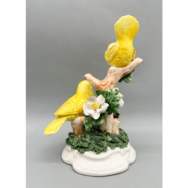 Capodimonte Vintage Italian Ceramic Yellow Bird Figurine With Applied Flowers and Foliage – Traditional, Cottage For Sale - Image 4 of 14
