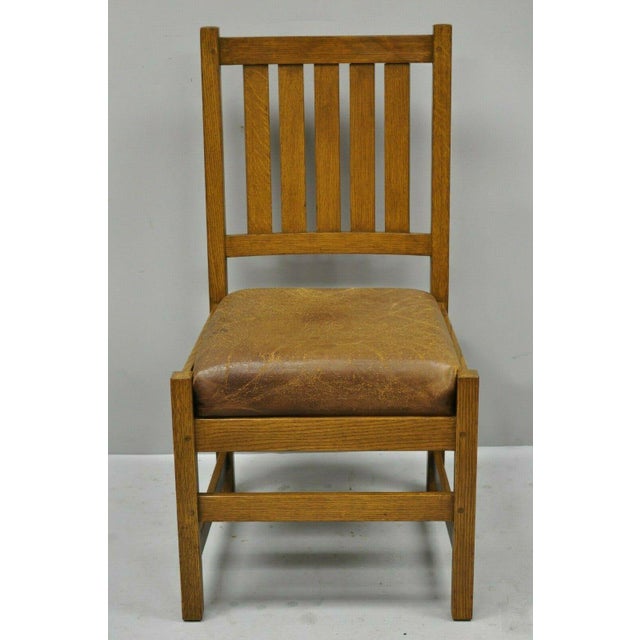 Early 20th Century Antique Mission Oak Arts & Crafts Stickley Style Dining Chairs Set of 4