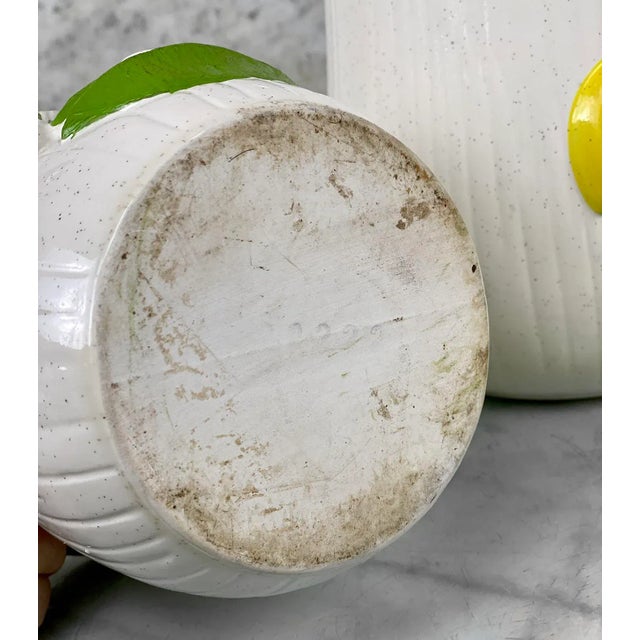 Mid-Century Porcelain Yellow Mushroom Kitchen Canisters - a Pair For Sale - Image 9 of 9
