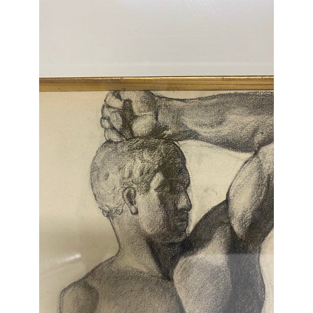 Paper Early 20th Century Male Nude Artist Study Charcoal on Paper. For Sale - Image 7 of 10