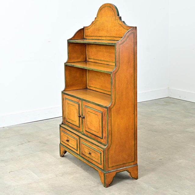 English Early 20th Century Painted Pine Waterfall Bookcase For Sale In Baton Rouge - Image 6 of 15