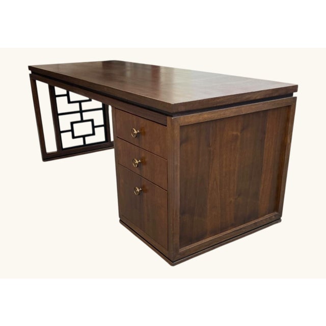 Modernist Sculptural Walnut Desk With Asymmetrical Geometric Base For Sale - Image 15 of 17