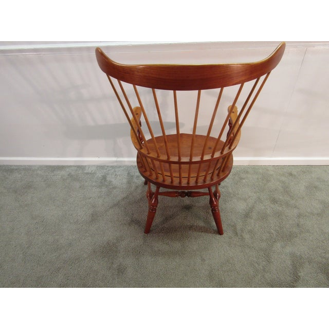 1980s Duckloe Solid Cherry Fan Back Windsor Arn Chair For Sale - Image 5 of 6