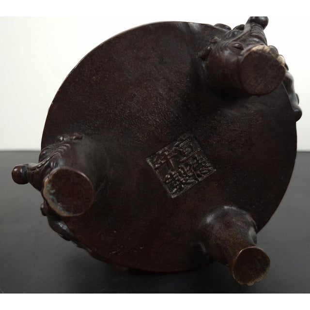 Chinese Bronze Pixiu Handles Censer For Sale - Image 9 of 10