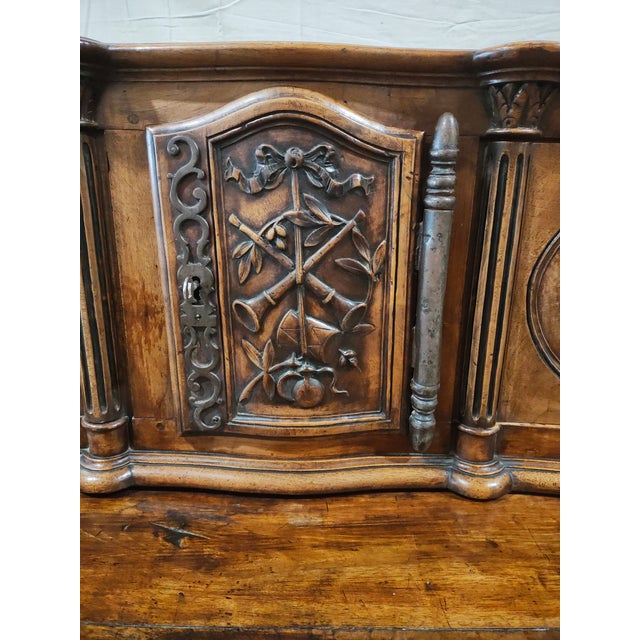 Wood Exceptional Mid-19th Century French Provincial Buffet À Deux Corps in Walnut | Circa 1850 | Hand-Carved For Sale - Image 7 of 18