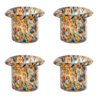 Celia 4-Piece Opal Confetti Glass Candle Holder / Vase, Multicolor For Sale