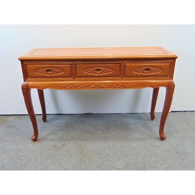 Brown Mid 20th Century Chinese Rosewood Carved Console Table For Sale - Image 8 of 8