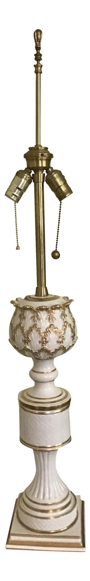 French Neoclasscal Empire White Gold Porcelain Lamp