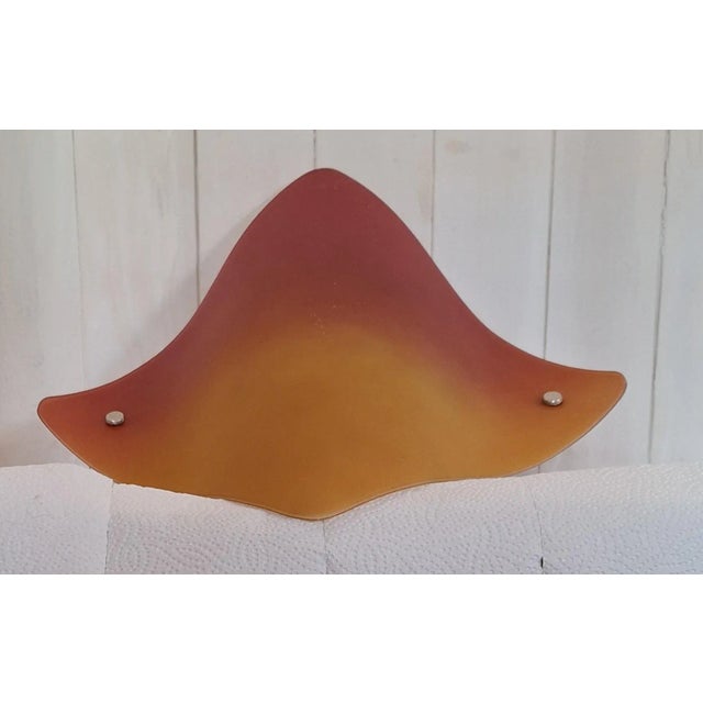 Vintage Wall Lamp with Curved Tinted Glass Panel on White Metal Mount, 2010s For Sale - Image 6 of 7