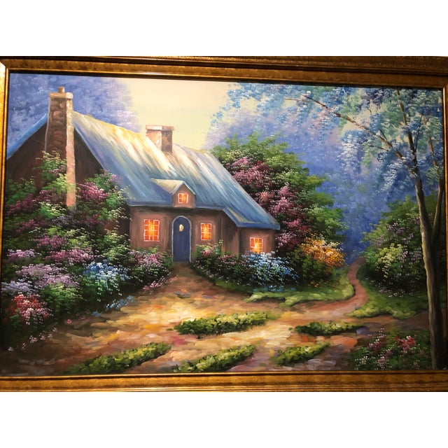 Late 20th Century Cabin In The Woods Painting Chairish