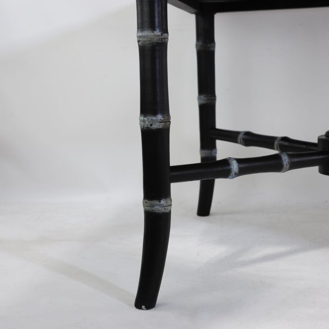 Pair of Vintage Black Lacquer Chinoiserie Side Tables With Gilt Peacock and Floral Motif For Sale In New York - Image 6 of 17
