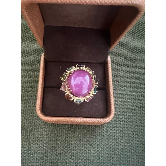 Baroque Bochic "Orient" Vintage Natural Ruby & Multi Tourmalines Ring Set In 18K Gold & For Sale - Image 3 of 18