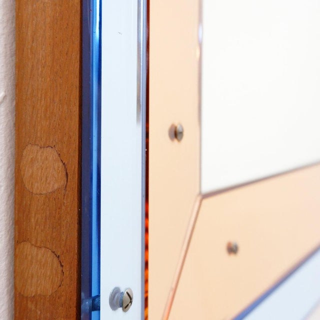 Beveled Wall Mirror with Blue and Copper Mirror Panels, 1930s For Sale - Image 4 of 16