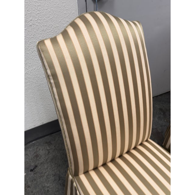 Ethan Allen Striped Upholstered Skirted Dining Chairs, Pair For Sale - Image 12 of 12