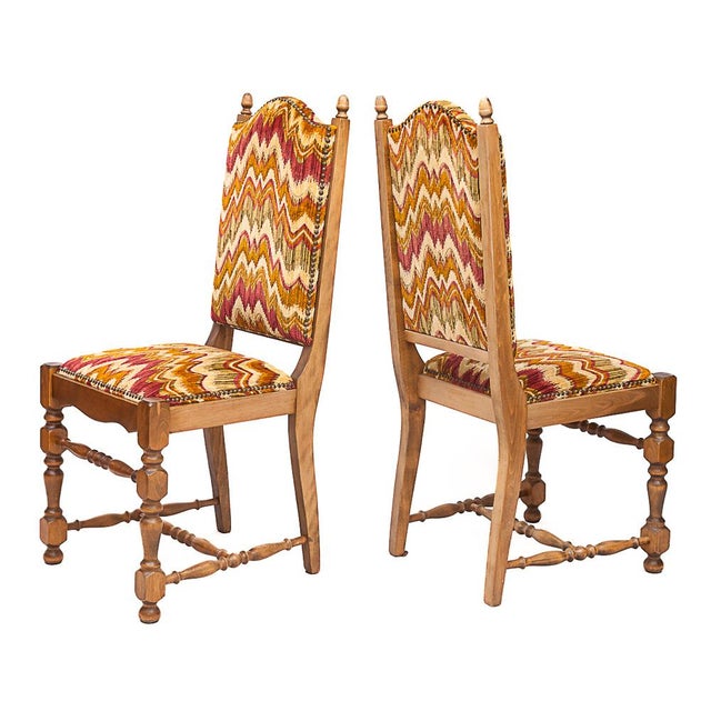 Orange High Chairs in Missoni Fabric, 1950, Set of 6 For Sale - Image 8 of 8