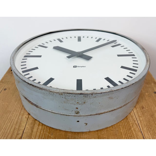 Large Industrial Double Sided Factory Clock from Simlex, 1960s For Sale - Image 15 of 18