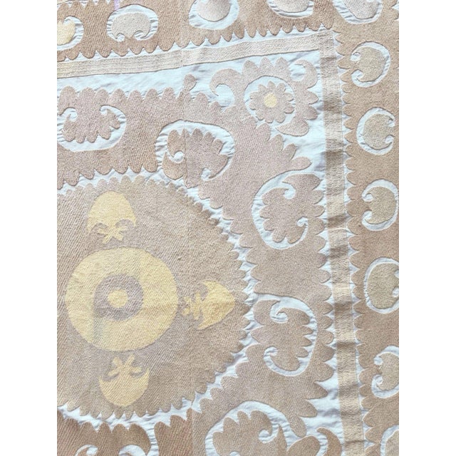Textile Tashkent Suzani Tablecloth - Hand-Embroidered Textile For Sale - Image 7 of 9
