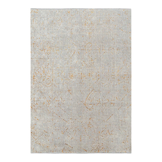 Rug & Kilim’s Contemporary Rug in Gray and Orange Abstract Patterns “Naroon” For Sale