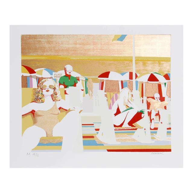 Scene De Plage, Brandon Screenprint, Signed and Numbered in Pencil For Sale