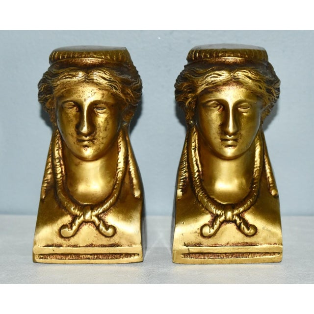 Antique (1880's) Figural Brass Ormolu Mounts have a French Empire Style. Architectural Furniture Mounts. The Measurements:...
