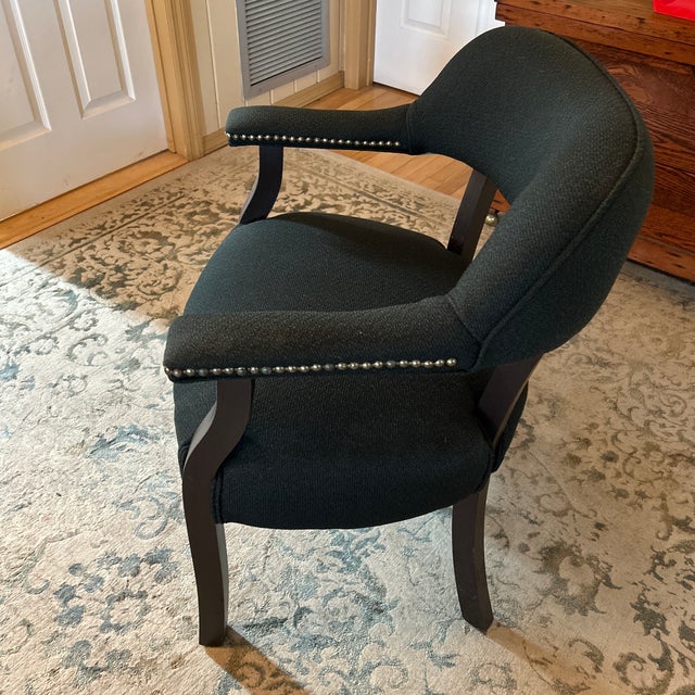 Mid-Century Modern Upholstered Vintage Office Chair With Nailheads For Sale - Image 3 of 6