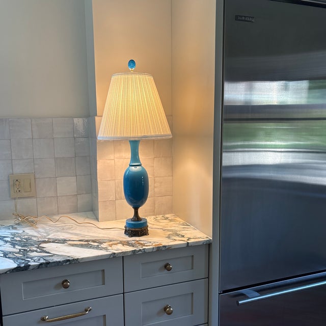 1950s French Style Blue Porcelain Table Lamp For Sale In Chicago - Image 6 of 12