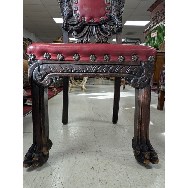 Antique Carved Heraldic Throne, Highback Chair For Sale - Image 11 of 13